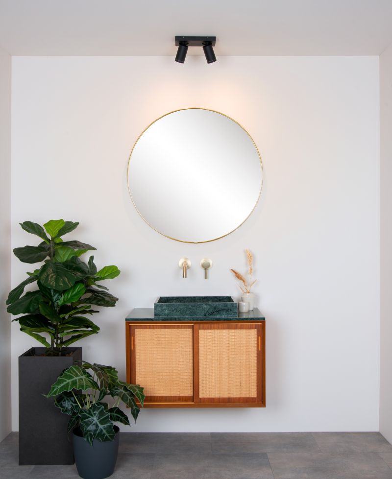 Lucide TAYLOR - Stropné bodové svietidlo Kúpeľňa - LED Dim to warm - GU10 - 2x5W 2200K/3000K - IP44 - Black